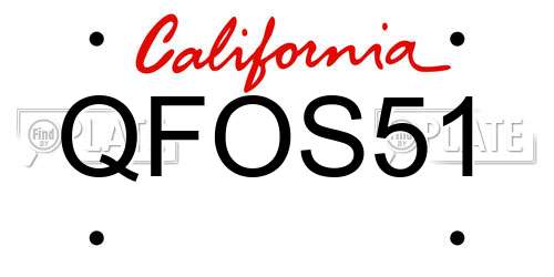 QFOS51 California License Plate