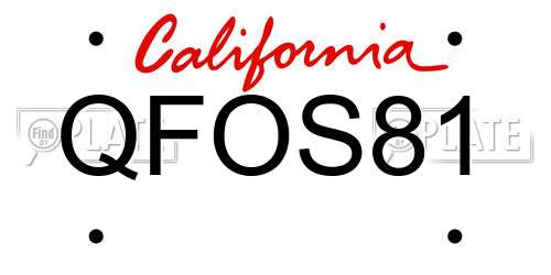 QFOS81 California License Plate