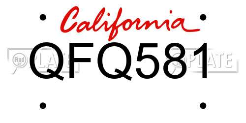 QFQ581 California License Plate