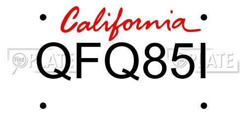 QFQ85I California License Plate