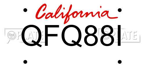 QFQ88I California License Plate