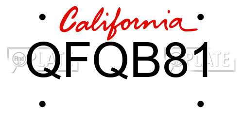 QFQB81 California License Plate