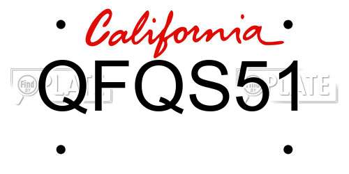 QFQS51 California License Plate