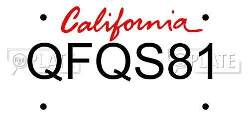 QFQS81 California License Plate