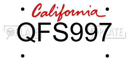 QFS997 California License Plate