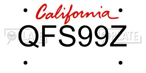 QFS99Z California License Plate
