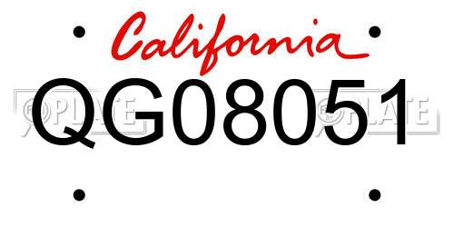 QG08051 California License Plate