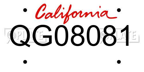 QG08081 California License Plate