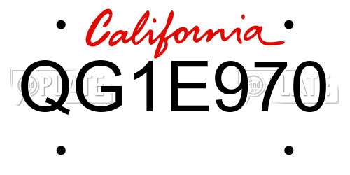 QG1E970 California License Plate