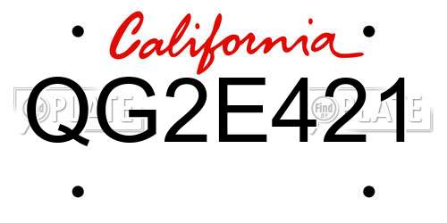 QG2E421 California License Plate