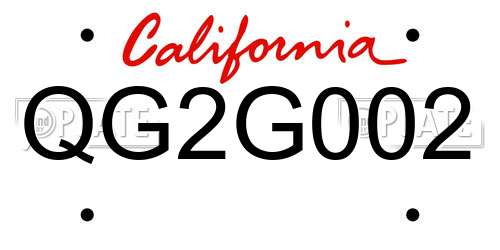 QG2G002 California License Plate