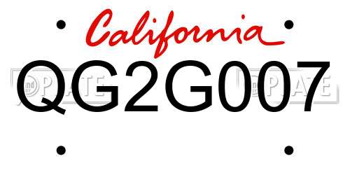 QG2G007 California License Plate