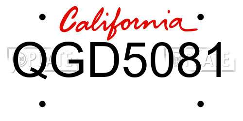 QGD5081 California License Plate