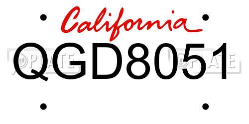 QGD8051 California License Plate