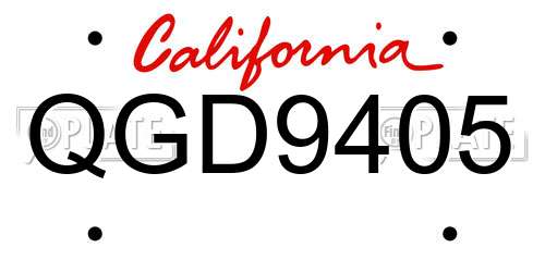 QGD9405 California License Plate