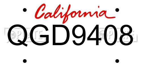 QGD9408 California License Plate