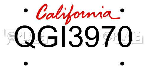 QGI3970 California License Plate