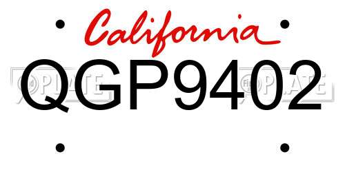 QGP9402 California License Plate