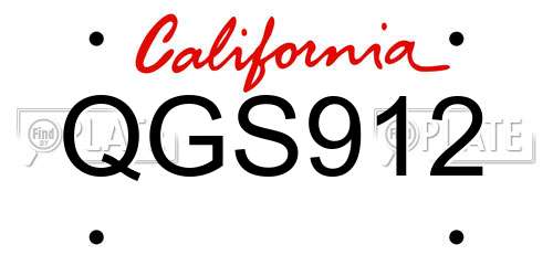 QGS912 California License Plate