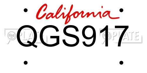 QGS917 California License Plate