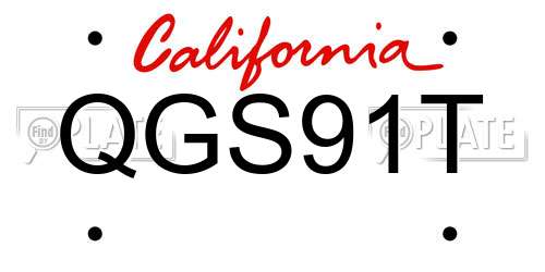 QGS91T California License Plate