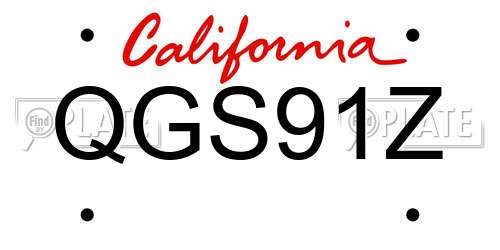 QGS91Z California License Plate