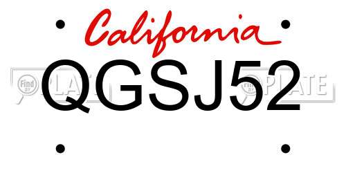QGSJ52 California License Plate