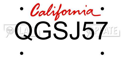 QGSJ57 California License Plate