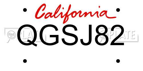 QGSJ82 California License Plate