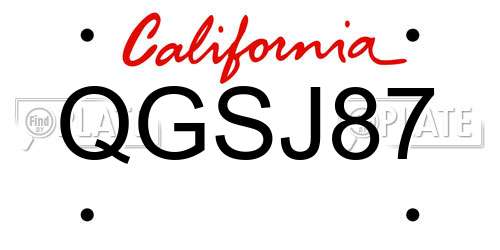 QGSJ87 California License Plate