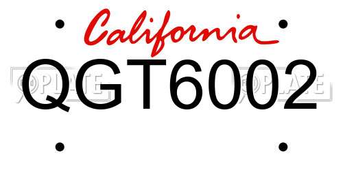 QGT6002 California License Plate