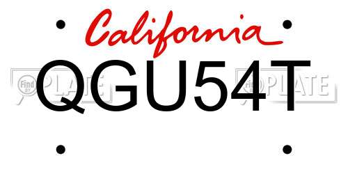 QGU54T California License Plate