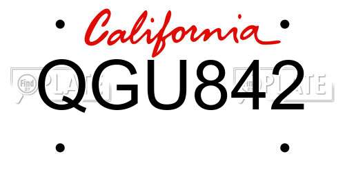 QGU842 California License Plate