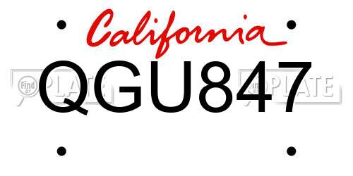 QGU847 California License Plate