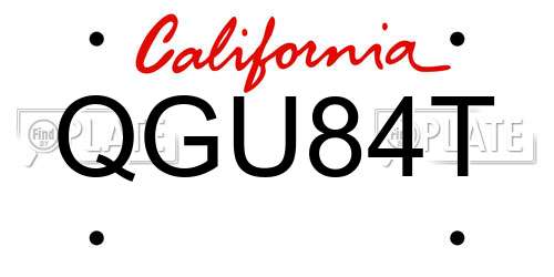 QGU84T California License Plate