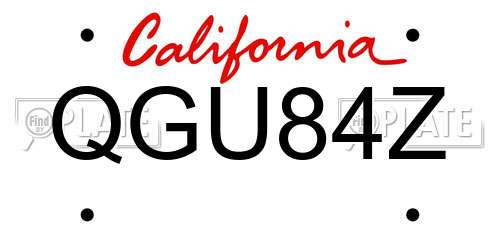 QGU84Z California License Plate