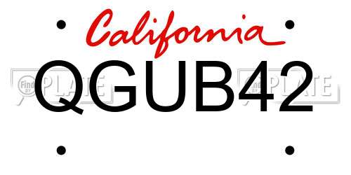 QGUB42 California License Plate