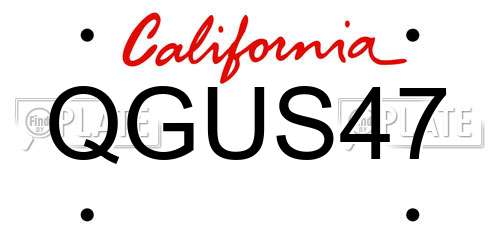 QGUS47 California License Plate