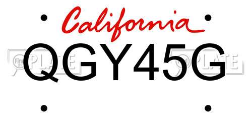 QGY45G California License Plate