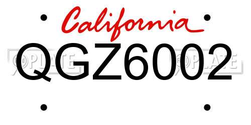 QGZ6002 California License Plate