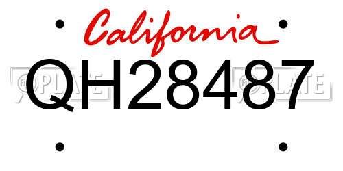 QH28487 California License Plate