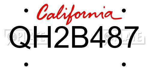 QH2B487 California License Plate