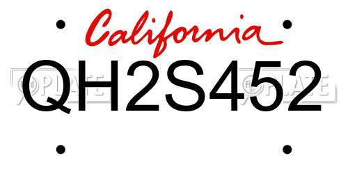 QH2S452 California License Plate