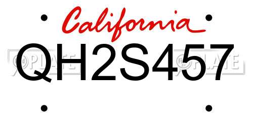 QH2S457 California License Plate