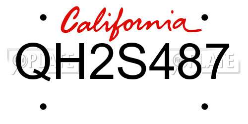 QH2S487 California License Plate