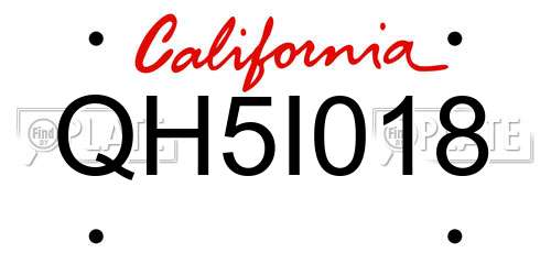 QH5I018 California License Plate