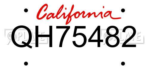 QH75482 California License Plate