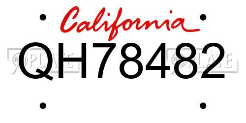 QH78482 California License Plate