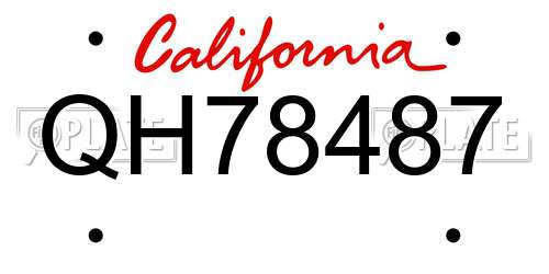 QH78487 California License Plate