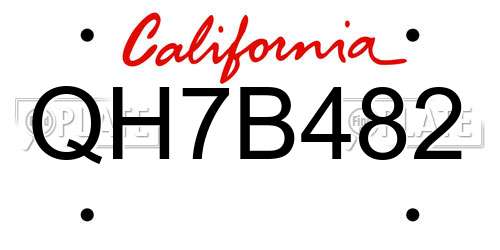 QH7B482 California License Plate